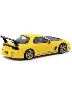 Mazda VERTEX RX-7 FD3S RHD (Right Hand Drive) Yellow Metallic with Black Hood "Global64" Series 1/64 Diecast Model Car by Tarmac Works