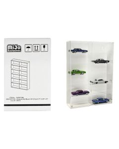 Showcase 12 Car Display Case Wall Mount with White Back Panel "Mijo Exclusives" for 1/64 Scale Models