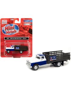 1960 Ford Stake Bed Truck "Chevron" Blue and White 1/87 (HO) Scale Model Car by Classic Metal Works