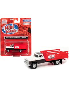 1960 Ford Stake Bed Truck "Phillips 66" Black and White with Red Stakes 1/87 (HO) Scale Model Car by Classic Metal Works