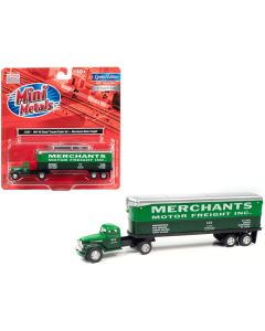 1941-1946 Chevrolet Truck and Trailer Set "Merchants Motor Freight Inc." Green and Dark Green 1/87 (HO) Scale Model by Classic Metal Works