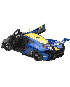 Mclaren P1 GTR #23 Metallic Blue with Yellow Stripe 1/18 Model Car by Autoart