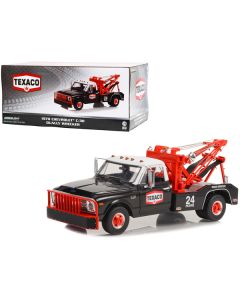 1970 Chevrolet C-30 Dually Wrecker Tow Truck "Texaco 24 Hour Road Service" Black with White Top 1/18 Diecast Model Car by Greenlight