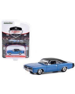 1969 Dodge Charger Blue Metallic with Black Vinyl Top and Tail Stripe (Lot #465.1) Barrett Jackson "Scottsdale Edition" Series 11 1/64 Diecast Model Car by Greenlight