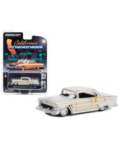 1955 Chevrolet Bel Air Custom Light Gray Metallic and Gold Graphics "California Lowriders" Series 2 1/64 Diecast Model Car by Greenlight