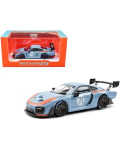 2018 Porsche 935/19 #70 Light Blue with Orange Accents 1/64 Diecast Model Car by Minichamps