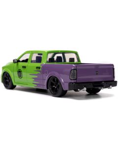 2014 RAM 1500 Pickup Truck Green and Purple and Hulk Diecast Figure "Marvel Avengers" "Hollywood Rides" Series 1/24 Diecast Model Car by Jada