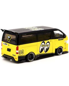 Toyota Hiace Widebody Van RHD (Right Hand Drive) #99 "Mooneyes Team Van" Yellow and Black with Graphics "Hobby43" 1/43 Diecast Model Car by Tarmac Works