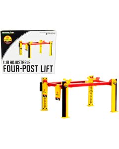 Adjustable Four Post Lift "MOPAR" Black and Yellow for 1/18 Scale Diecast Model Cars by Greenlight