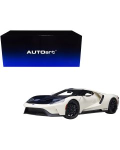 Ford GT Heritage Edition Prototype Wimbledon White with Antimatter Blue Hood and Stripe 1/18 Model Car by Autoart