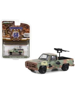 1984 Chevrolet M1009 CUCV Pickup Truck with Mounted Machine Guns Camouflage "Battalion 64" Series 3 1/64 Diecast Model Car by Greenlight