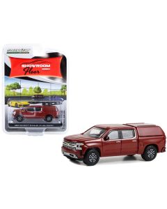 2022 Chevrolet Silverado LTD High Country Pickup Truck with Camper Shell Cherry Red Metallic "Showroom Floor" Series 2 1/64 Diecast Model Car by Greenlight