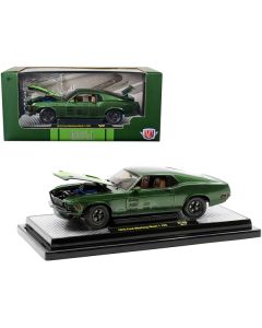 1970 Ford Mustang Mach 1 428 Green Metallic with Light Green Hood Limited Edition to 6550 pieces Worldwide 1/24 Diecast Model Cars by M2 Machines