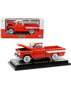 1958 Chevrolet Apache Cameo Pickup Truck Cardinal Red with Wimbledon White Top Limited Edition to 6550 pieces Worldwide 1/24 Diecast Model Car by M2 Machines