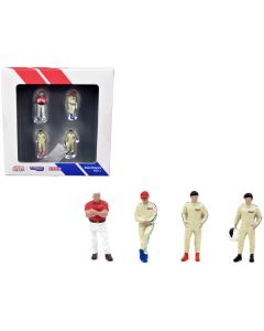 "Race Drivers" 4 Piece Diecast Figure Set "BRE" for 1/64 Scale Models by Tarmac Works & American Diorama