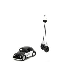 1959 Volkswagen Beetle "Punch Buggy" Black and White and Boxing Gloves Accessory "Punch Buggy" Series 1/32 Diecast Model Car by Jada