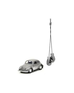 1959 Volkswagen Beetle Gray Metallic with Silver Flames and Boxing Gloves Accessory "Punch Buggy" Series 1/32 Diecast Model Car by Jada