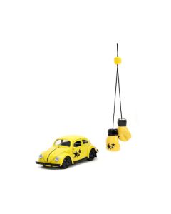 1959 Volkswagen Beetle Yellow with Black Graphics and Boxing Gloves Accessory "Punch Buggy" Series 1/32 Diecast Model Car by Jada