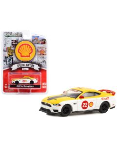 2022 Ford Mustang Mach 1 #22 Yellow and White "Shell Racing" "Shell Oil Special Edition" Series 1 1/64 Diecast Model Car by Greenlight