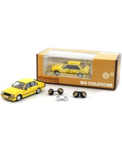 Mitsubishi Lancer EX2000 Turbo Yellow with Stripes with Extra Wheels 1/64 Diecast Model Car by BM Creations