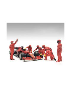 Formula One F1 Pit Crew 7 Figure Set Team Red Release III for 1/43 Scale Models by American Diorama