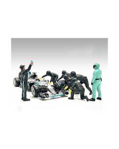 Formula One F1 Pit Crew 7 Figure Set Team Black Release III for 1/43 Scale Models by American Diorama