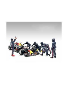 Formula One F1 Pit Crew 7 Figure Set Team Blue Release III for 1/43 Scale Models by American Diorama