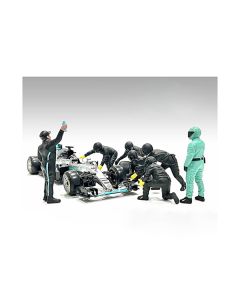 Formula One F1 Pit Crew 7 Figure Set Team Black Release III for 1/18 Scale Models by American Diorama