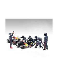 Formula One F1 Pit Crew 7 Figure Set Team Blue Release III for 1/18 Scale Models by American Diorama