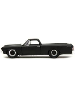 1967 Chevrolet El Camino Matt Black "Fast & Furious" Series 1/24 Diecast Model Car by Jada