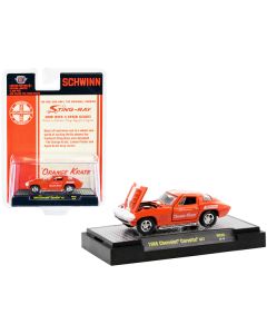 1966 Chevrolet Corvette 427 #68 Orange with White Stripes and Graphics "Schwinn Orange Krate" Limited Edition to 4400 pieces Worldwide 1/64 Diecast Model Car by M2 Machines