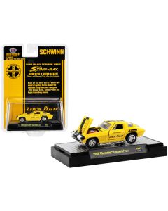 1966 Chevrolet Corvette 427 #68 Yellow with Black Stripes and Graphics "Schwinn Lemon Peeler" Limited Edition to 4400 pieces Worldwide 1/64 Diecast Model Car by M2 Machines