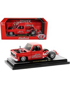 1973 Chevrolet Cheyenne Super 10 Square Body Bedless Truck Bright Red with Graphics "Edelbrock" Limited Edition to 3550 pieces Worldwide 1/24 Diecast Model Car by M2 Machines