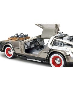 DMC DeLorean Time Machine Stainless Steel "Back to the Future: Part III" (1990) Movie 1/18 Diecast Model Car by Sun Star