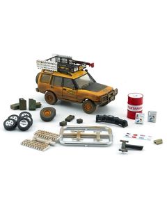 Land Rover Discovery 1 RHD (Right Hand Drive) "Camel Trophy" Yellow (Dirty Mud Version) with Roof Rack Extra Wheels and Accessories Limited Edition to 2016 pieces Worldwide 1/64 Diecast Model Car by BM Creations