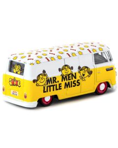 Volkswagen Type II (T1) Panel Van "Little Miss Sunshine" Yellow and White "Mr. Men & Little Miss" "Collab64" Series 1/64 Diecast Model Car by Schuco & Tarmac Works