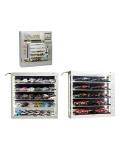 Showcase Wall Mount 5 Tier Display Case White with Mirror Back Panel "Mijo Exclusives" for 1/64-1/43 Scale Models