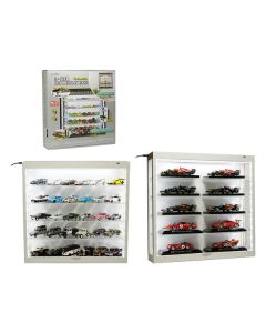 Showcase Wall Mount 5 Tier Display Case White with White Back Panel "Mijo Exclusives" for 1/64-1/43 Scale Models