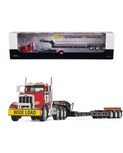 Peterbilt 367 Day Cab Cola Red and Talbert 55SA Tri-Axle Lowboy Trailer Black 1/50 Diecast Model by First Gear