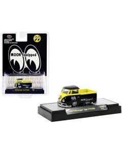 1960 Volkswagen Type 2 Pickup Truck Black and Bright Yellow "Mooneyes: Moon Equipped" Limited Edition to 5720 pieces Worldwide 1/64 Diecast Model Car by M2 Machine