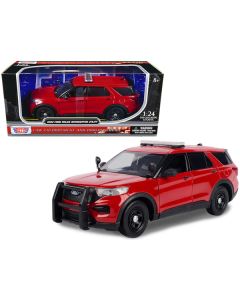 2022 Ford Police Interceptor Utility Unmarked Red 1/24 Diecast Model Car by Motormax