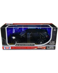 2022 Ford Police Interceptor Utility Unmarked Slick-Top Black 1/24 Diecast Model Car by Motormax