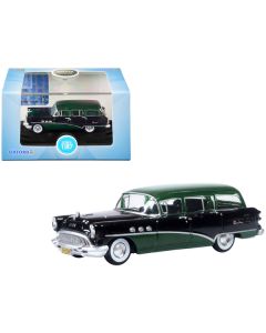 1954 Buick Century Estate Wagon Baffin Green and Carlsbad Black 1/87 (HO) Scale Diecast Model Car by Oxford Diecast