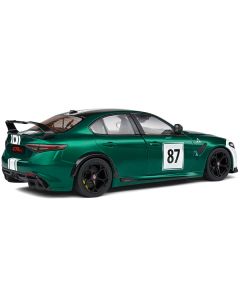 2021 Alfa Romeo Giulia GTA M #87 Green Metallic with Carbon Top and White Stripes "Nurburgring 1973" Tribute "Competition" Series 1/18 Diecast Model Car by Solido