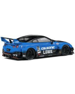 Nissan GT-R (R35) LB Silhouette Works GT RHD (Right Hand Drive) #5 Black and Blue "Calsonic" 1/43 Diecast Model Car by Solido