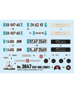 Skill 3 Model Kit 2007 Fiat 500 1/24 Scale Model by Italeri