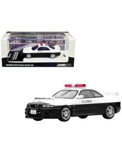 Nissan Skyline GT-R (R33) RHD (Right Hand Drive) Black and White "Saitama Prefectural" Police Car 1/64 Diecast Model Car by Inno Models