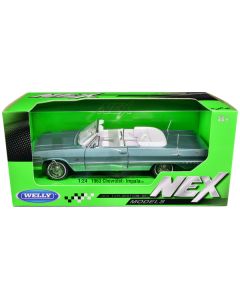 1963 Chevrolet Impala Convertible Light Blue Metallic with White Interior "NEX Models" 1/24 Diecast Model Car by Welly