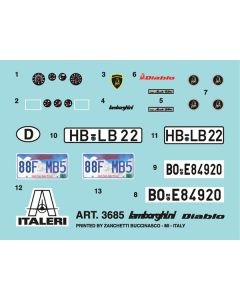 Skill 3 Model Kit Lamborghini Diablo 1/24 Scale Model by Italeri