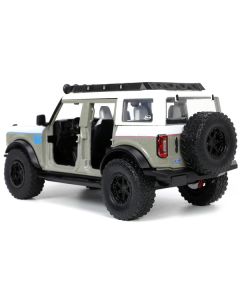 2021 Ford Bronco Gray and White with Matt Black Hood with Roof Rack "M2 Motoring" "Just Trucks" Series 1/24 Diecast Model Car by Jada